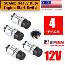 4 PCS 12 Volt DC (50 Amps) Heavy-Duty Start Momentary Push-Button Starter Switch
