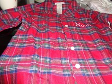 Pottery Barn Kids Tartan plaid flannel Pajama top only size 4 monogram Noah New