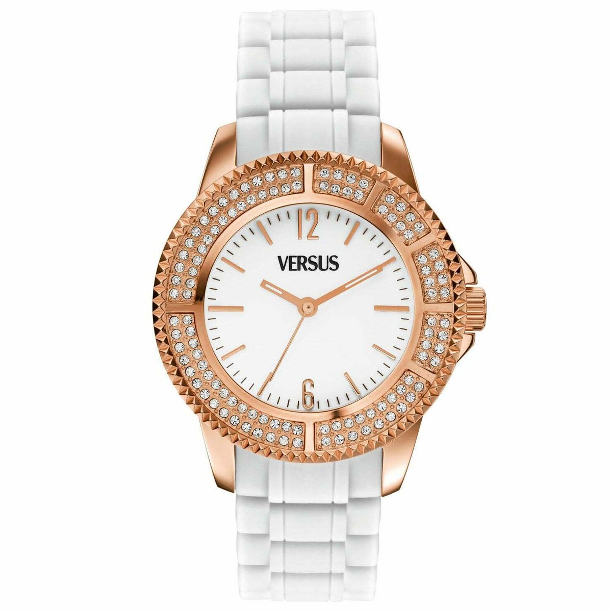 メガビューティ　 ホワイト・ゴールド Versus Tokyo SGM07 0013 Rose Gold Tone Case White Strap Crystal