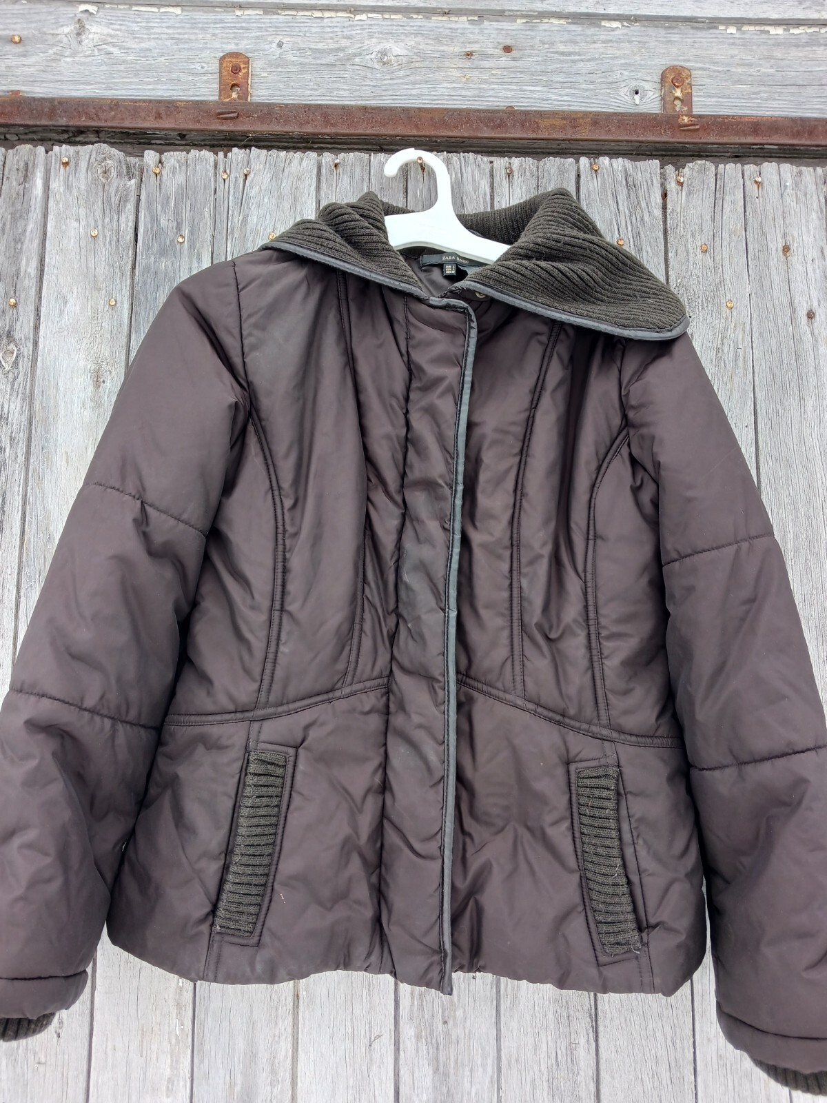 Zara Basic Size Large Puffer Jacket Wide Shawl Co… - image 2