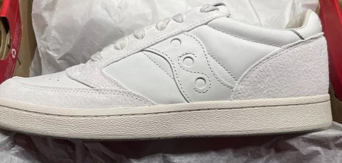 Saucony Jazz Court Premium Leather Triple White Sz Mens 7 Womans 8.5 New In Box