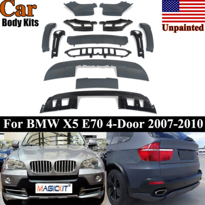 Front & Rear 13pcs Full Bumper Lip Kits For 07-10 BMW X5 E70 ABS  Aerodynamic