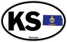 Kansas US State Map USA America Oval Car Bumper Window Sticker Decal 6"X4"