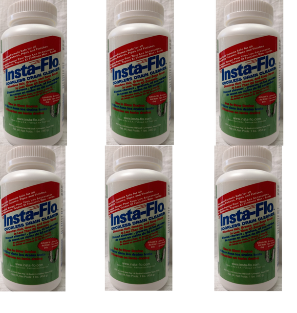 6 pack InstaFlo IS100 Odorless Crystal Form Drain Cleaner Safe for