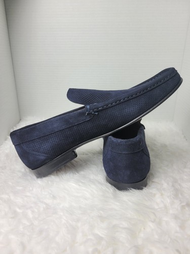 Mocassino uomo Paul Fredrick Penny taglia 11 blu navy scamosciato scarpe slip on - Foto 5 di 10