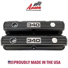 Mopar Performance 340 Black Valve Covers - Engraved Logo - Ansen USA Exclusive