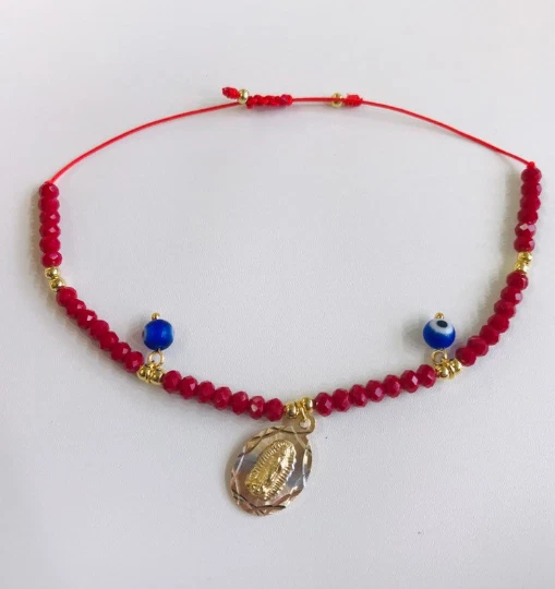 Pulseira de Contas Virgen de Guadalupe Presentes Olho Mau Minimalista Elegante Joias - Imagem 4 de 4