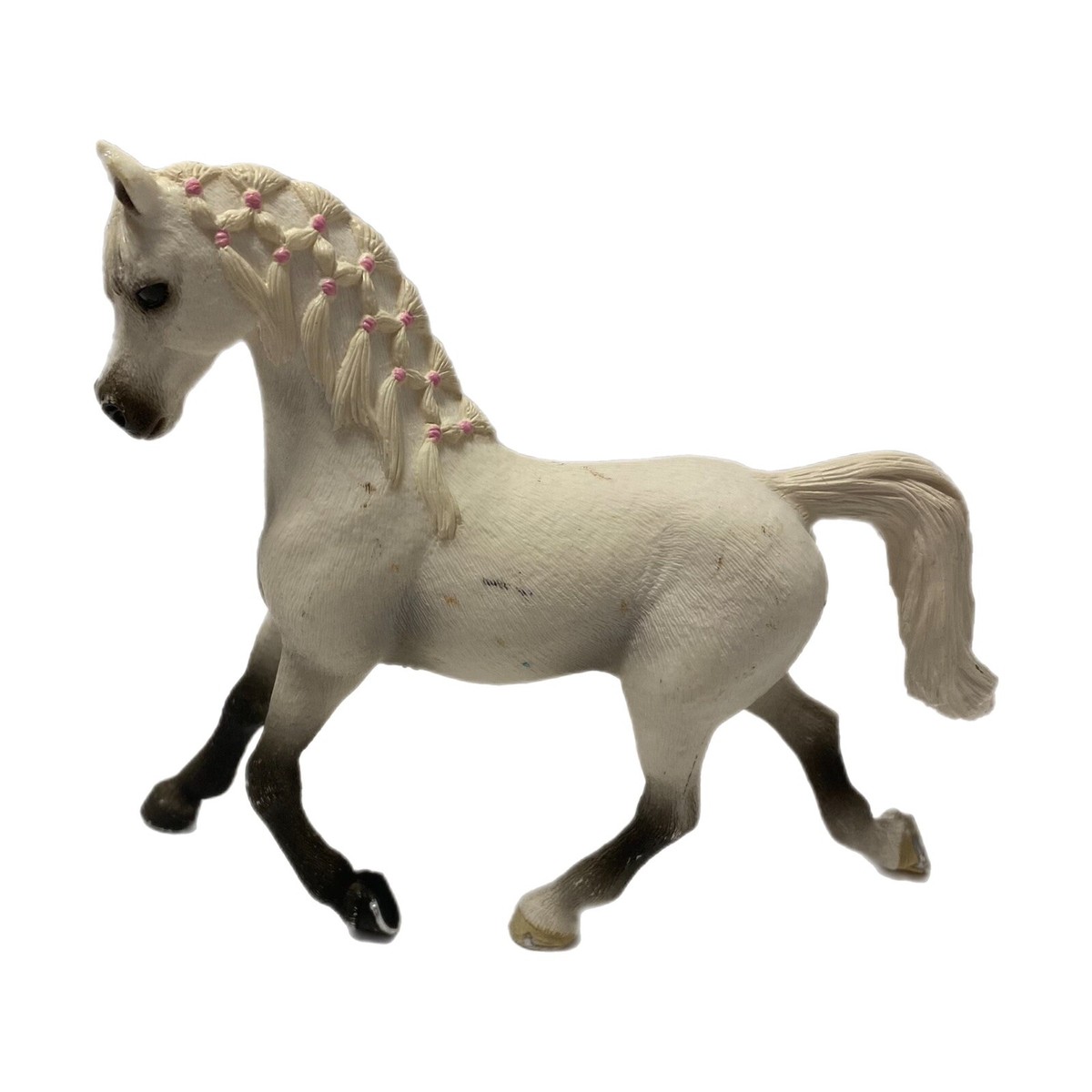 The Dim Feet of White-maned Desire　少女と馬 Schleich WHITE ARABIAN MARE Horse Animal Figure Braided Mane 2013