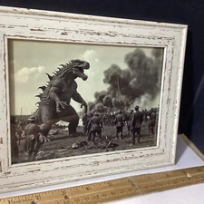 Dinosaur Monster War 1900’s Photo Ai Picture Framed Horror Sci Fi Halloween