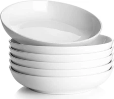 30Oz White Soup Bowls Large Pasta Serving Plates Wide/ Shallow Bowls (Set of 6)