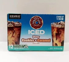 The Original Donut Shop Coffee Iced Duos Cookies & Caramel K Cups Keurig 4.8 oz