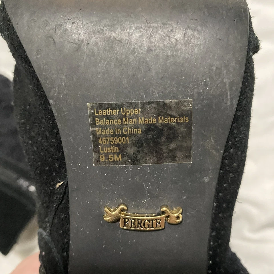 Fergie Blk Lace Overlay Leather Peep Toe Bootie Stiletto High Heel Womans Sz 9.5 - Image 4 of 4