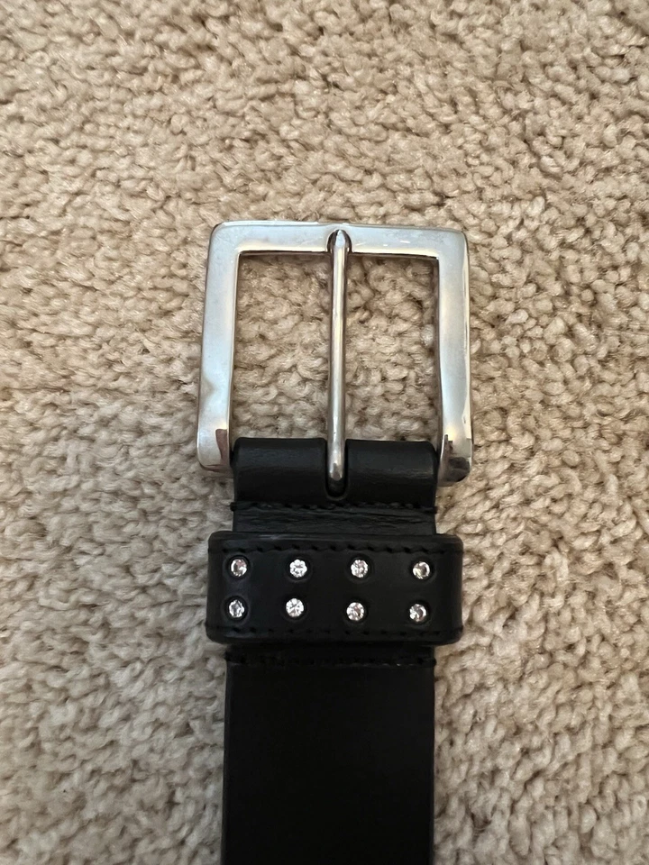 Cinturón ecuestre Smartpak Harwich de cuero negro con cristales de Swarovski talla 36 Foto 2 de 4