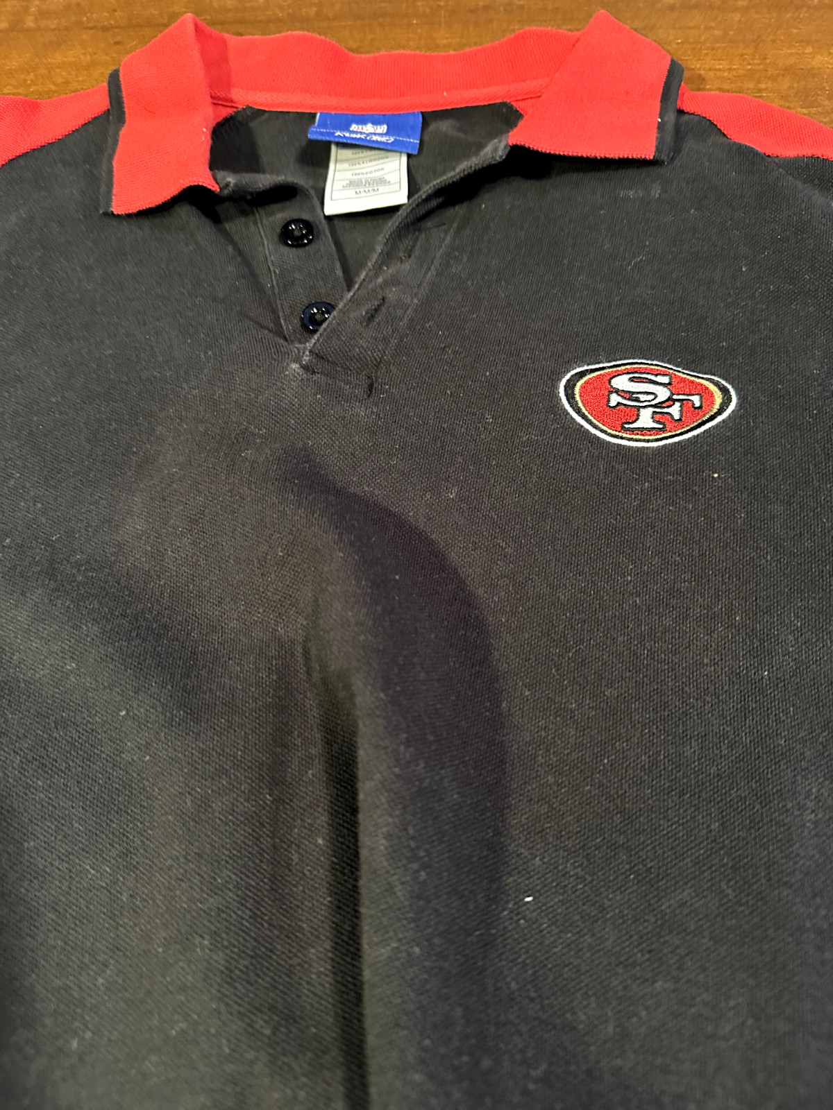 San Francisco SF 49ers NFL Team Apparel Reebok Black/Red Polo Shirt Mens Medium thumbnail 3