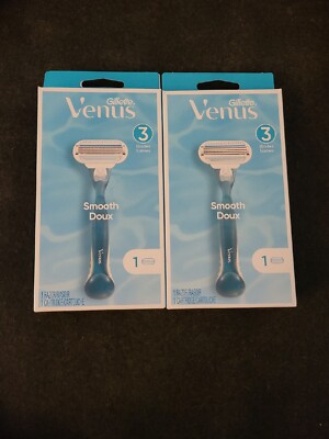 2 New Gillette Venus Smooth 3-Blade Women's Razor W/ 1 Cartridge (K54)