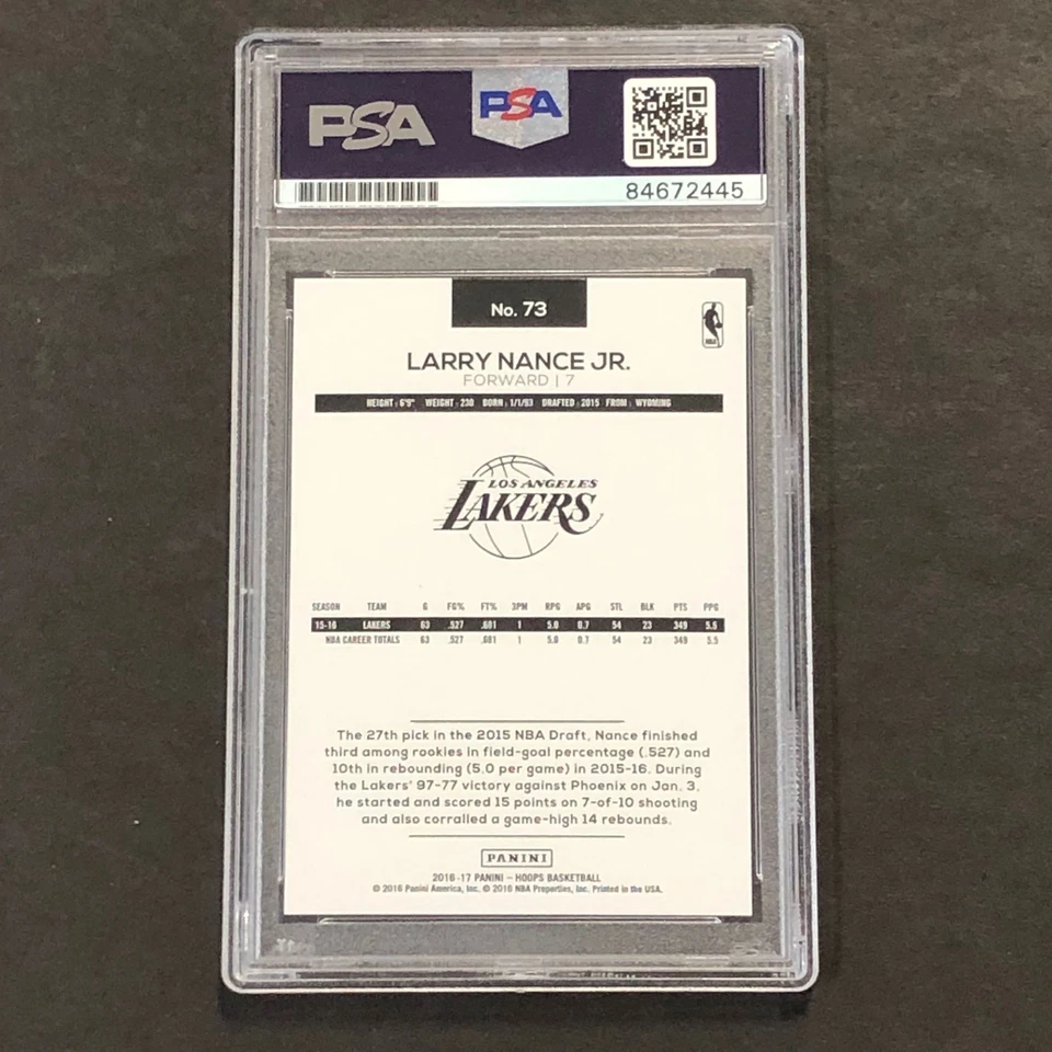 2016-17 NBA Hoops #73 Larry Nance Jr. Signed Card AUTO PSA Slabbed Lakers - Image 2 of 2