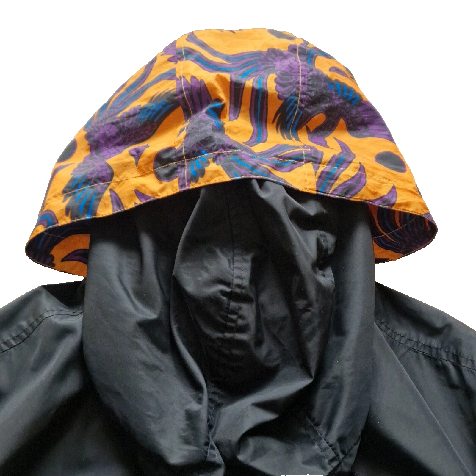 Giacca a vento Kenzo Paris uomo piccola nera foderata tasche doppio cappuccio ricamato