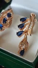Vintage 1990-s 14 Ct Rolled Gold Sapphire Zircons Earrings- Hallmarked 585 RG