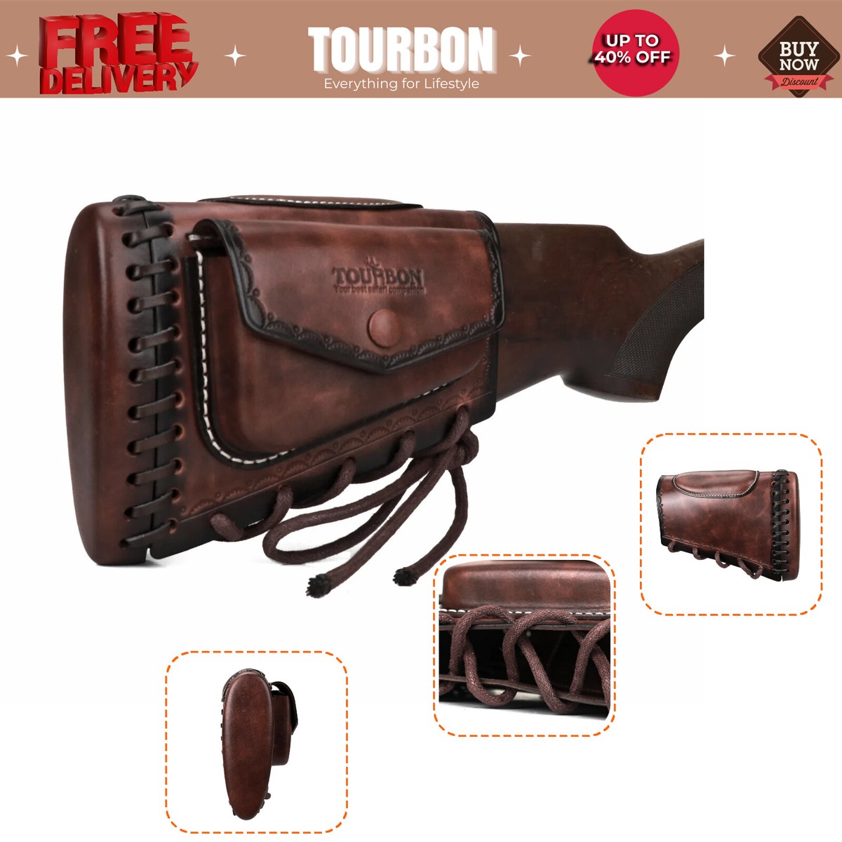 Tourbon Leather Slipon Recoil Pad Rifle Cheek Rest Riser Gun Tourbon Leather Slipon Recoil Pad Rifle Cheek Rest Riser Gun