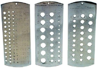 3 Piece Metal Drill Bit Size Gauge Fractions Letters Numbers Wire HMC958