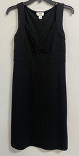Ann Taylor Loft Womens Dress 4 Black A Line Sleeveless V Neck Rayon