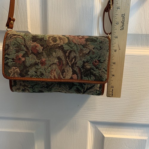 ROLFS Crossbody Bag Adjustable Brown Leather Strap Purse Clutch Tapestry VINTAGE - Bild 3 von 11