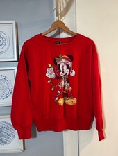 Red Ugly Christmas Sweater Disney Mickey Mouse Pullover Sweatshirt Size M