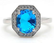 3CT Blue Topaz  Topaz 925 Solid Sterling Silver Ring Sz 7 NB1-4