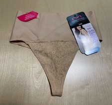 Maidenform Size Large Self Expressions Tame Your Tummy Thong in Beige Firm
