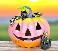 Mackenzie-Childs Trick or Treat Illuminated Jack O  Lantern 12" Pumpkin New Box