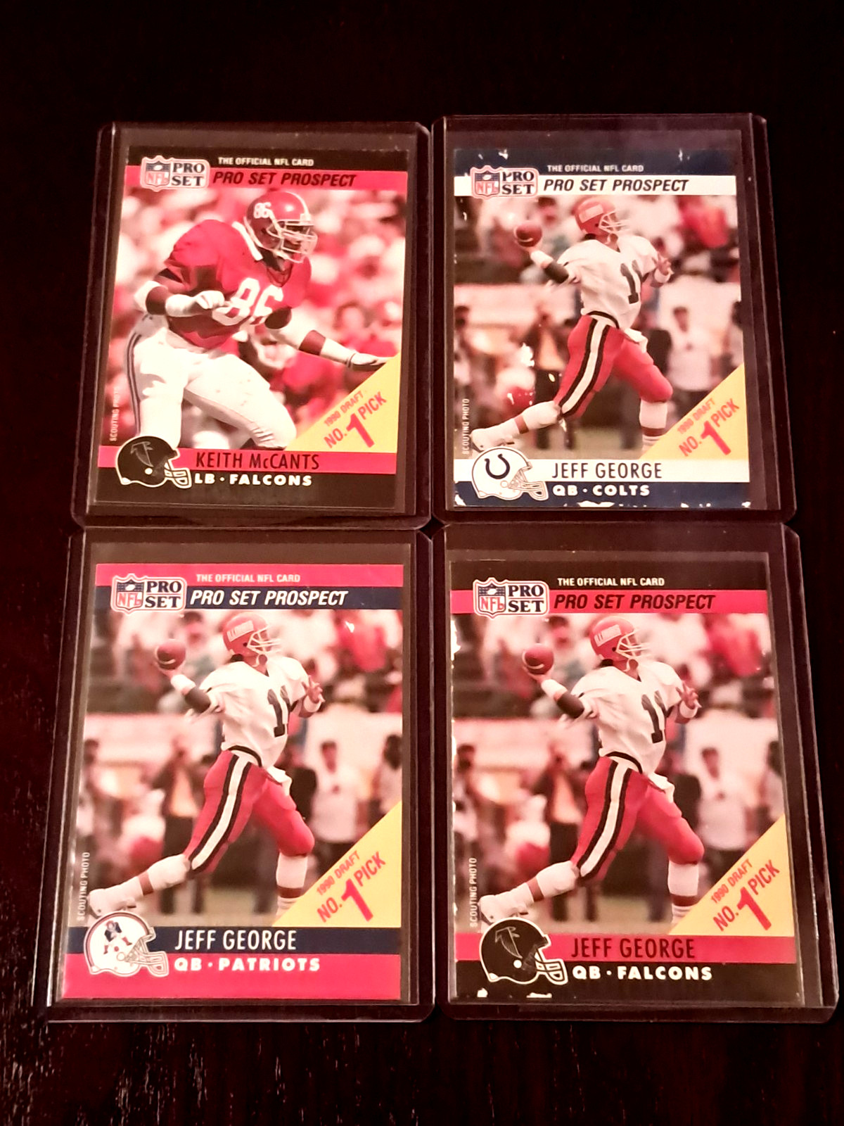 1990 Pro Set Jeff George/Keith McCants 4 Card Draft Day Set