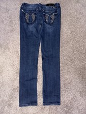 Miss Me angel wing Women s Dark Wash Blue Denim Jeans