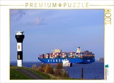 CALVENDO Puzzle Leuchtturm Elbe, bei Stade  1000 Teile Lege-Gr  e 64x48cm Foto-