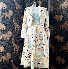 Vintage 80  s two Piece Set Retro Shape Geometric Memphis Modern Skirt Jacket 90s