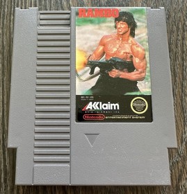 Rambo Complete in Box CIB (Nintendo, NES 1988) Great Shape w/Poster & Inserts!🔥