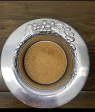 Wilton Armetale Pewter Grapevine Wine Bottle Holder/Coaster W/Cork Bottom 