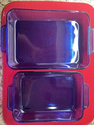 Set Of 2 Vintage Cobalt Blue Anchor Hocking Ovenware Baking Dishes