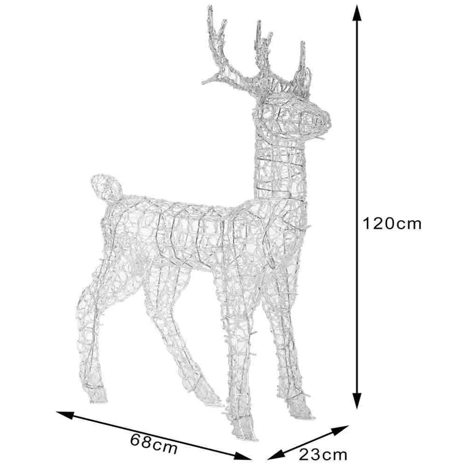 Renna Natalizia Luminosa per Esterno 240 LED Bianco ICE Cervo Grande 3D Natale - Immagine 3 di 4