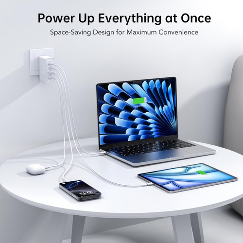 USB C Charger 140W GaN III 4-Port Fast Charging Station,Foldable Compact Wall... - Photo 3 sur 7