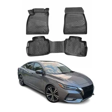 OMAC Floor Mats Liner for Nissan Sentra 2020-2025 Black TPE All-Weather 3 Pcs