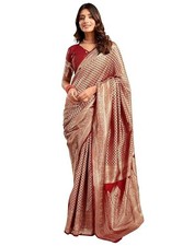 Women's Pure Kanjivaram Silk Saree Soft Sarees Banarasi Style With Blouse Piece