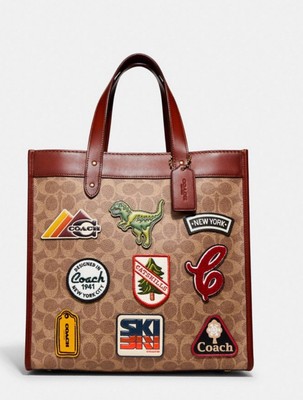 NWT Coach C6846 Field Tote in Signature Canvas Leather With Rexy