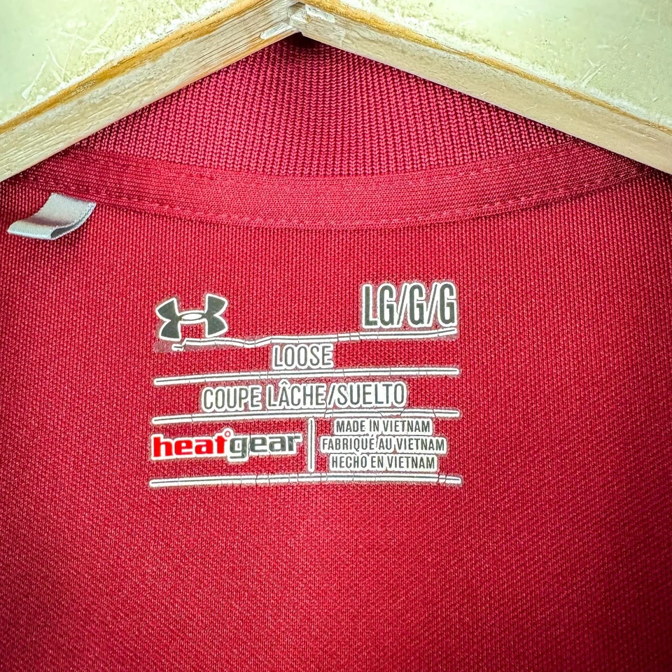 Temple University Polo Shirt Mens Large Red Under Armour HeatGear NCAA Wicking - Image 4 of 4