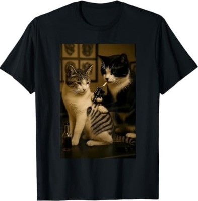 Vintage Cat Smoking Tattoo Inked Kitty Artist Funny Meme T-Shirt