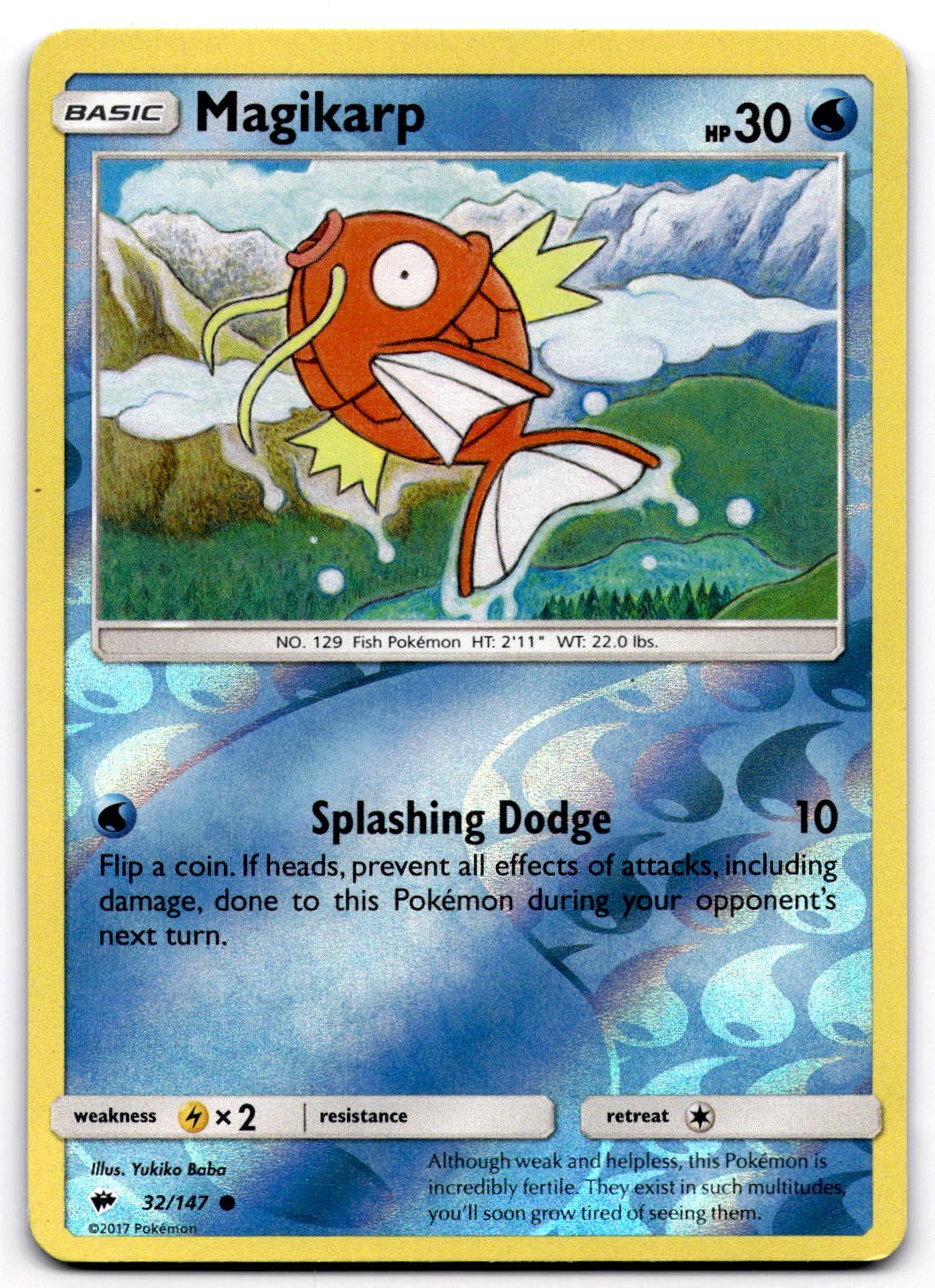 Magikarp 32/147 SM Burning Shadows Reverse Holo Common Pokemon Card - LP