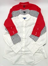 (3) TALBOTS LONG SLEEVE BUTTON UP SHIRTS WOMENS SIZE 12 (2) SOLID COLOR (1) DOTS