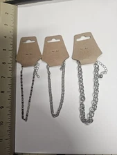 3pc silver toned 8 inch anklet with 2 inch extension lot(Group 6A)