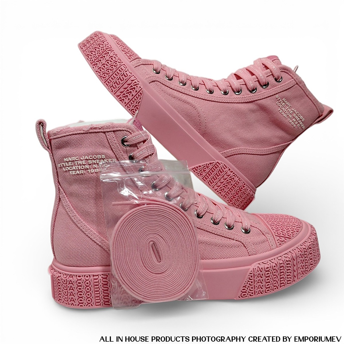 Marc Jacobs The High Top Womens Sneakers Ribbon Pink Canvas EU