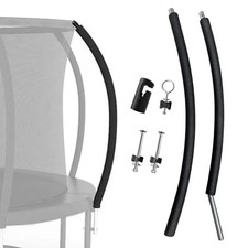 MSSVIGING Universal Trampoline Replacement Curved Net Pole, Black and Silver