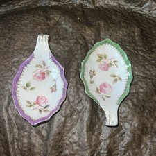 Beautiful CONDITION 2 (Pair)  HTF Floraw/ Gold Spoon Rest/Holder